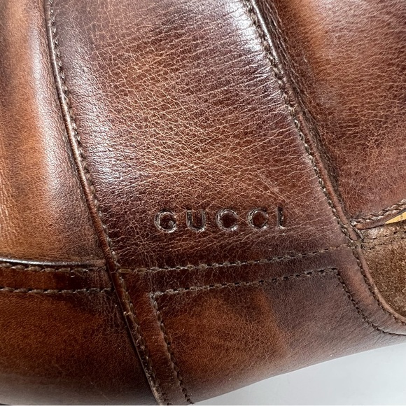 AUTHENTIC! Gucci Brown Leather Suede Slip On Loafers Size 8.5 - Picture 11 of 12